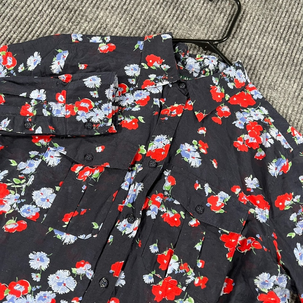 Lauren Ralph Lauren Shirt Womens Medium Blue Floral Long Sleeve Button Up Casual